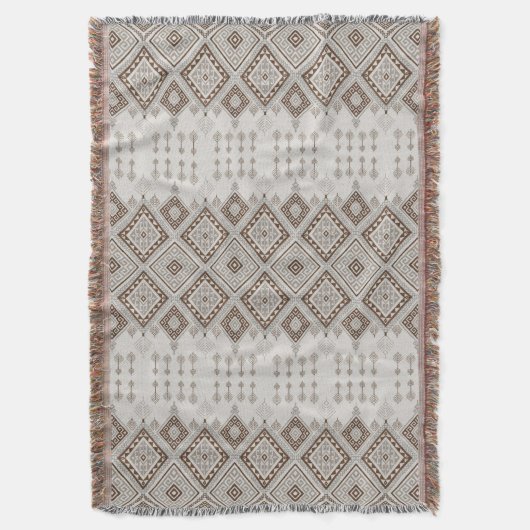 Desert Harmony Brown Moroccan Geometric Tribal Decke (Vorderseite Vertikal)