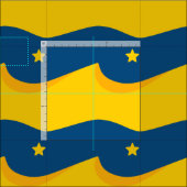 Desert in the night - a blue and yellow pattern stoff (Kachel)