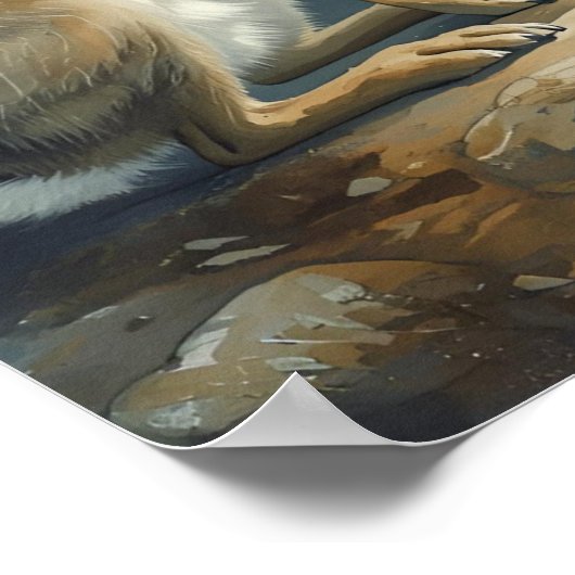 Desert Jackrabbit Under the Moon Poster (Ecke)