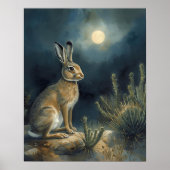 Desert Jackrabbit Under the Moon Poster (Vorne)