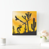 Desert Landscape Kokopellis Square Wall Clock Quadratische Wanduhr (Zuhause)