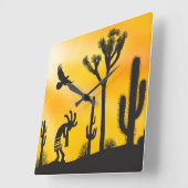 Desert Landscape Kokopellis Square Wall Clock Quadratische Wanduhr (Winkel)