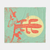 Desert landscape with Cactuses and cow skull. Vint Fleecedecke (Vorderseite (Horizontal))