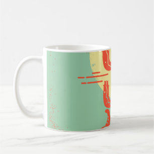 Desert landscape with Cactuses and cow skull. Vint Kaffeetasse