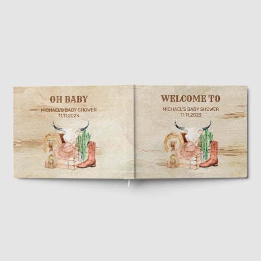 Desert Little Cowboy Baby Shower Western Gästebuch (Voll)