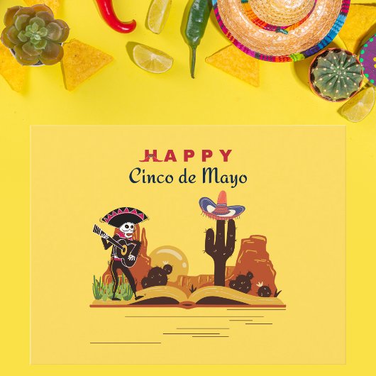 Desert Mariachi Skeleton Cinco de Mayo Postkarte
