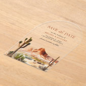 Desert Mountain Cactus Wedding Save the Date Acryleinladungen (Ablage )