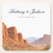 Desert Mountain Landscape Southwestern Wedding Rechteckiger Pappuntersetzer (Vorderseite)