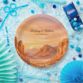 Desert Mountain Landscape Wedding  Pappteller (Party)