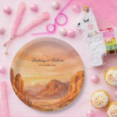 Desert Mountain Landscape Wedding  Pappteller (Party)