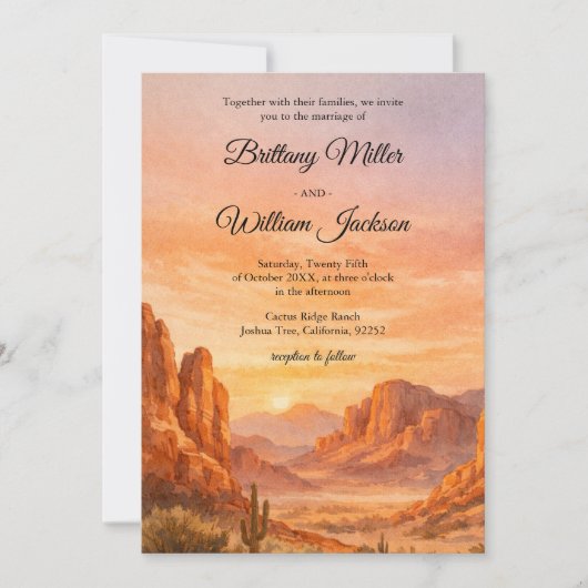 Desert Mountain Rustic Boho Southwest Wedding Einladung (Vorderseite)