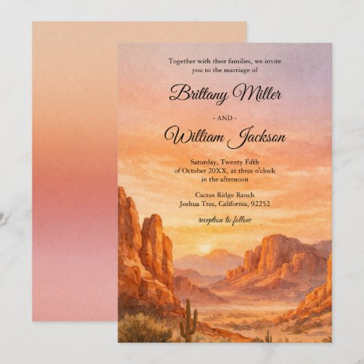 Desert Mountain Rustic Boho Southwest Wedding Einladung (Vorne/Hinten)