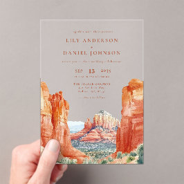 Desert Mountain Watercolor Destination Wedding Acryleinladungen