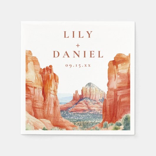 Desert Mountain Watercolor Destination Wedding Serviette (Vorderseite)