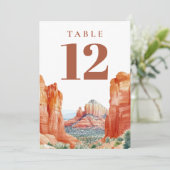 Desert Mountain Watercolor Table Number Einladung (Stehend Vorderseite)