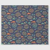 Desert Night Fireworks Celebration Pattern Geschenkpapier (Flach)