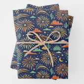 Desert Night Fireworks Celebration Pattern Geschenkpapier Set (Beispiel)