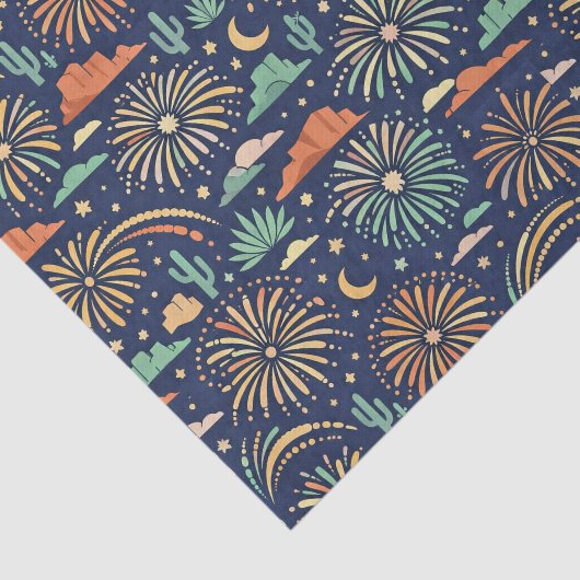 Desert Night Fireworks Celebration Pattern Seidenpapier (Ausschnitt)