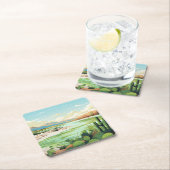 Desert Oasis Grüntöne Beach See Rechteckiger Pappuntersetzer (Vor Ort)