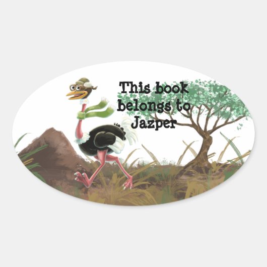 Desert Ostrich Runner Ovaler Aufkleber (Vorderseite)