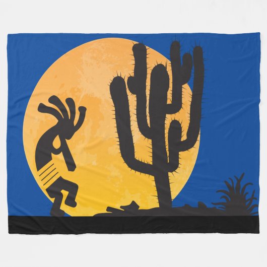 Desert Petroglyph Kokopelli Fleece Blanket (Vorderseite (Horizontal))