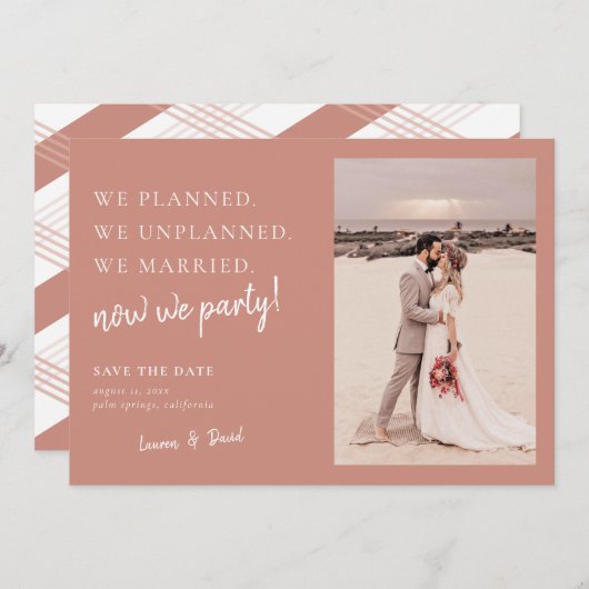 Desert Pink Post Wedding Update Save the Date (Vorne/Hinten)