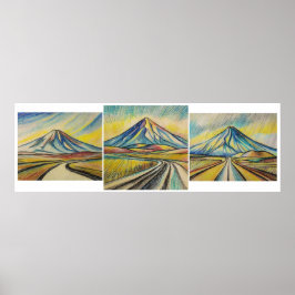 Desert Road Triptych - Archivkunst drucken Poster