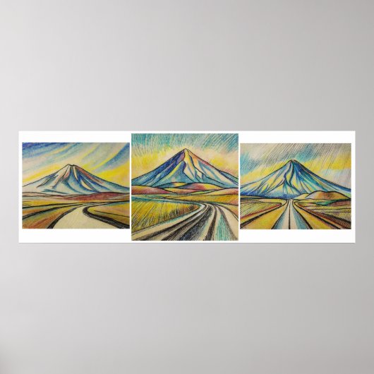 Desert Road Triptych - Archivkunst drucken Poster (Vorne)