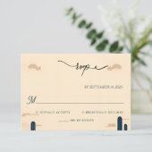 Desert Rodeo Retro Pferd Rustikale Western Hochzei RSVP Karte (Stehend Vorderseite)