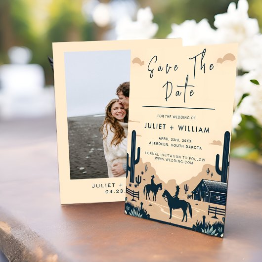 Desert Rodeo Retro Pferd Rustikale Western Hochzei Save The Date