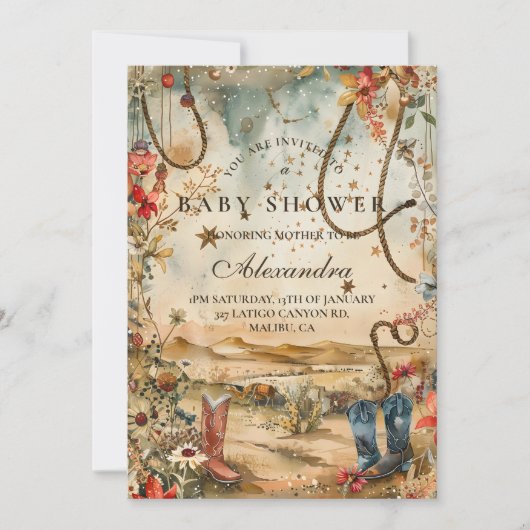 Desert Rodeo Western Baby Shower Einladung (Vorderseite)