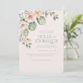 Desert Rose and Cactus Wedding Einladung (Stehend Vorderseite)
