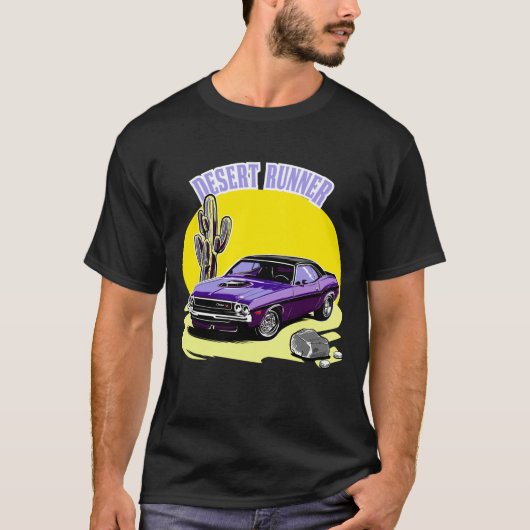 Desert Runner, 1970 Dodge Challenger Illustration T-Shirt (Vorderseite)