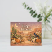 Desert Sage Cactus Halloween Feiertagspostkarte (Stehend Vorderseite)