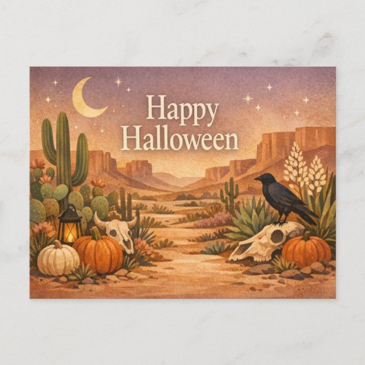 Desert Sage Cactus Halloween Feiertagspostkarte (Vorderseite)