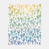 Desert Saguaro Cacti Watercolor Green Blue Gold Fleecedecke (Vorderseite)