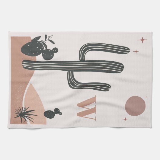 Desert Saguaro Cactus Modern Geschirrtuch (Horizontal)