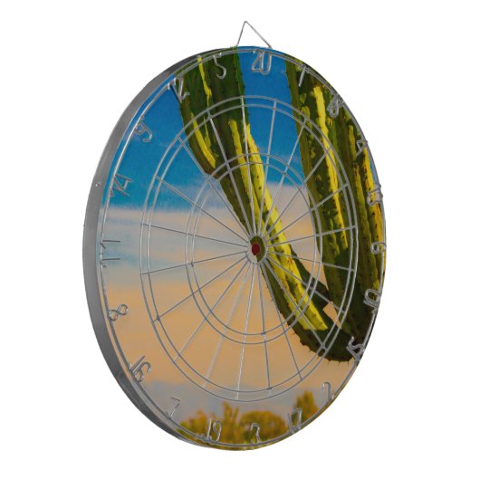 Desert Saguaro Cactus on Blue Sky Dartscheibe (Vorderseite Links)