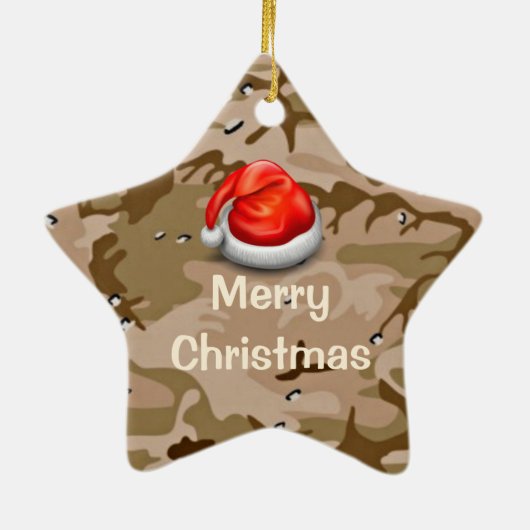 Desert Sand Camouflage Star Frohe Weihnachtsfeier Keramik Ornament (Hinten)