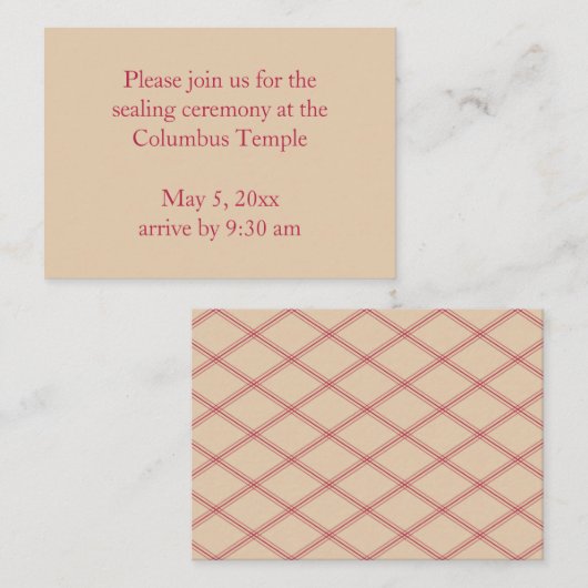 Desert Sand Diamonds Temple Sealing Einladung (Vorne/Hinten)