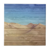 Desert Sand Dunes Beautiful Blue Sky On Wood Grain Fliese (Vorderseite)