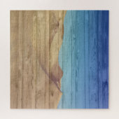 Desert Sand Dunes Beautiful Blue Sky On Wood Grain Puzzle (Horizontal)