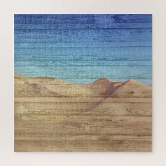 Desert Sand Dunes Beautiful Blue Sky On Wood Grain Puzzle (Vertikal)