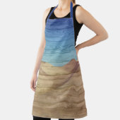 Desert Sand Dunes Beautiful Blue Sky On Wood Grain Schürze (InSitu)