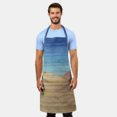 Desert Sand Dunes Beautiful Blue Sky On Wood Grain Schürze (Getragen)