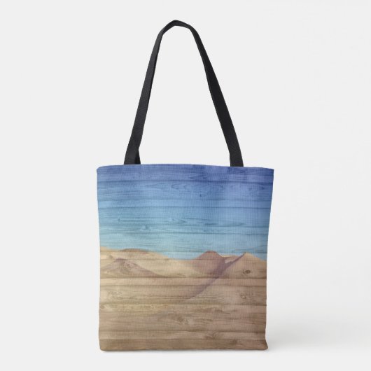 Desert Sand Dunes Beautiful Blue Sky On Wood Grain Tasche (Rückseite)
