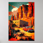 Desert Scene Poster with Vintage Car (Vorne)