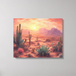 Desert Sequoia Cactus Colorful Sunrise Art Leinwanddruck