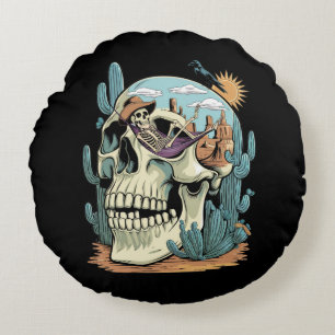 Desert Skull - Skeleton Siesta Rundes Kissen