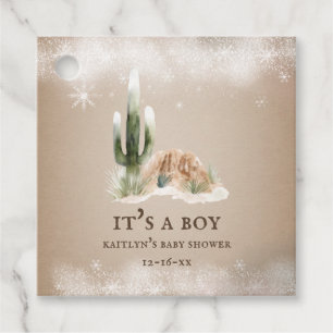 Desert Snow Cactus Baby Shower Geschenkanhänger